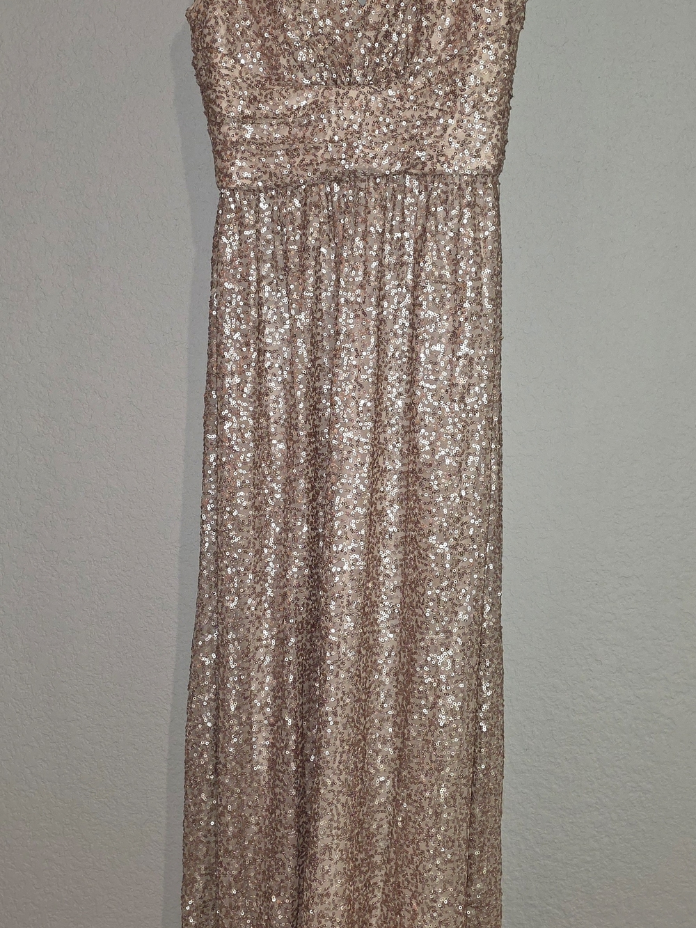 Gold /rosegold Sequin Sparkle Bridesmaid Formal Dress Long Sleeveless Nwt